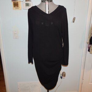 Derek Heart Plus Size 2X Black Dress Ruched Long Sleeve Boho Stretch NEW NWT